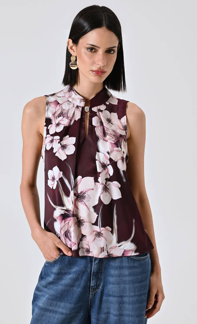 TOP FLORAL ΜΕ ΚΟΥΜΠΙ ΣΤΡΑΣ