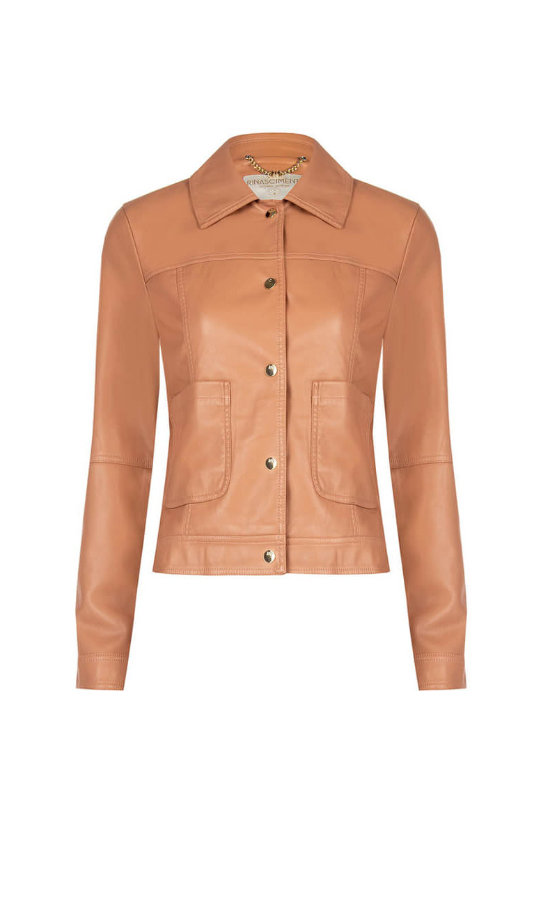JACKET BOXY FAUX LEATHER ΜΕ ΕΞΩΤΕΡΙΚΕΣ ΤΣΕΠΕΣ