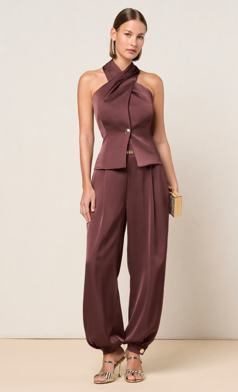 ΓΙΛΕΚΟ HALTER SATIN ΜΕ ΧΡΥΣΟ ΚΟΥΜΠΙ