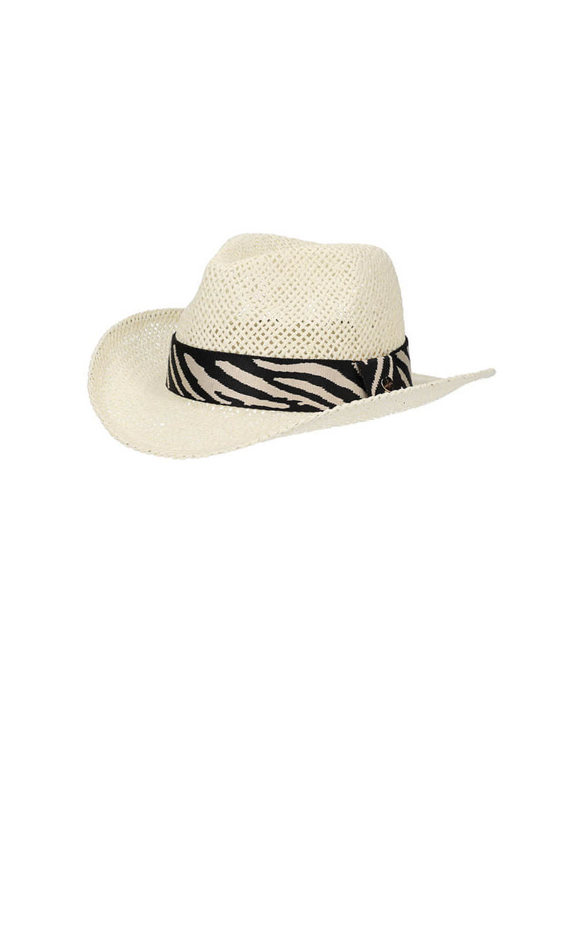ΚΑΠΕΛΟ ΨΑΘΙΝΟ COWBOY ΜΕ ΚΟΡΔΕΛΑ ΣΕ ΜΟΤΙΒΟ ΖΕΒΡΑΣ