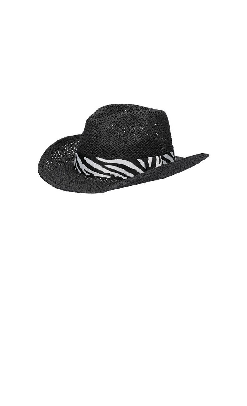 ΚΑΠΕΛΟ ΨΑΘΙΝΟ COWBOY ΜΕ ΚΟΡΔΕΛΑ ΣΕ ΜΟΤΙΒΟ ΖΕΒΡΑΣ